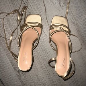 Gold Strappy Women's Heels
